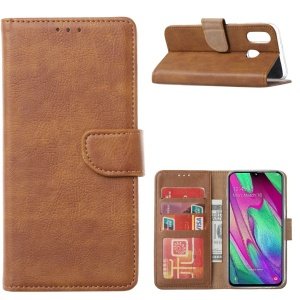 Samsung Galaxy A40-premium Flip cover Brun